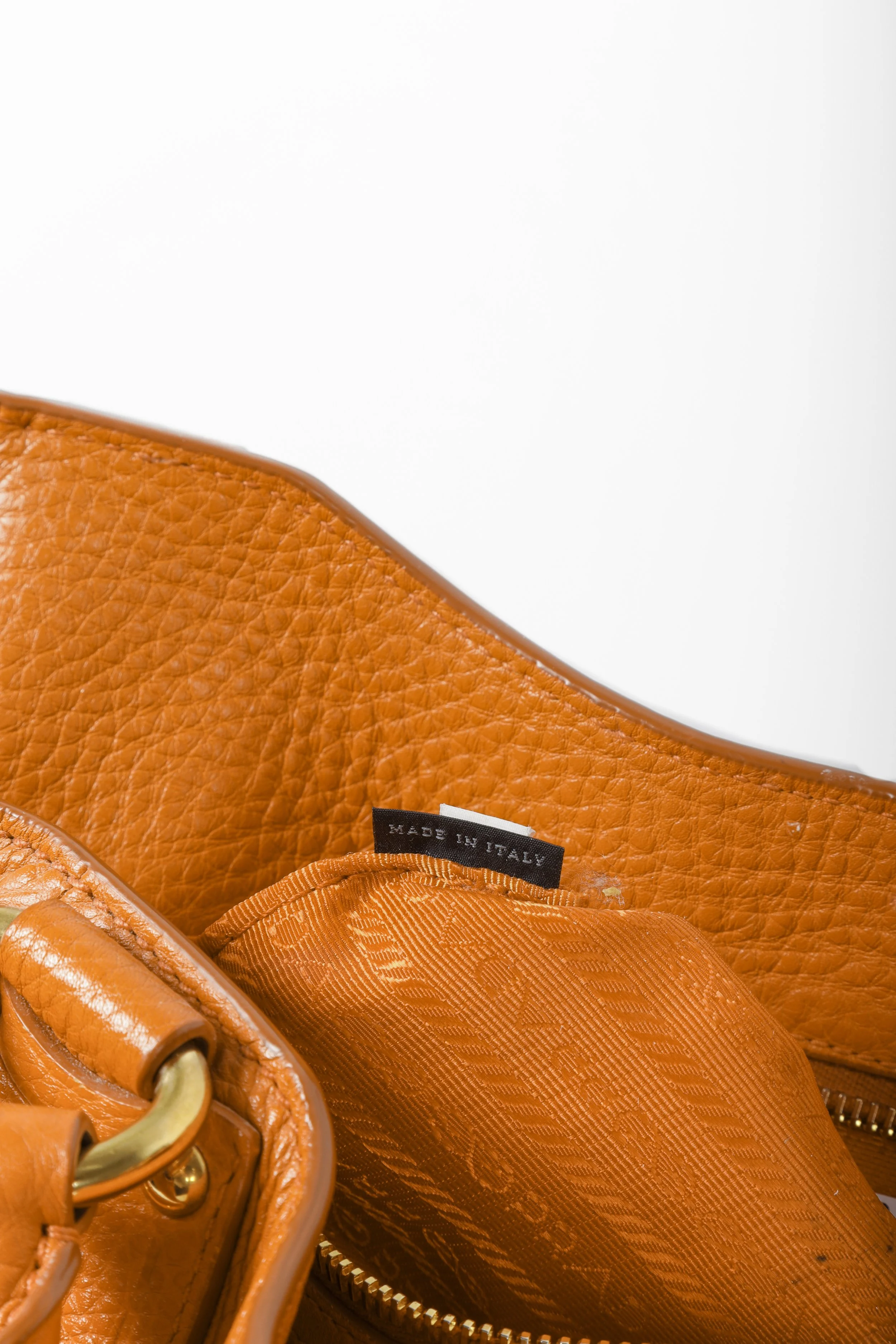 Prada Daino Push Lock Orange Leather Tote BLOGGER ARMOIRE